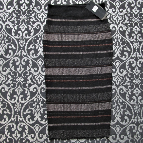 NWT Kendall + Kylie Metallic Stripe Pencil Skirt S - Picture 5 of 6